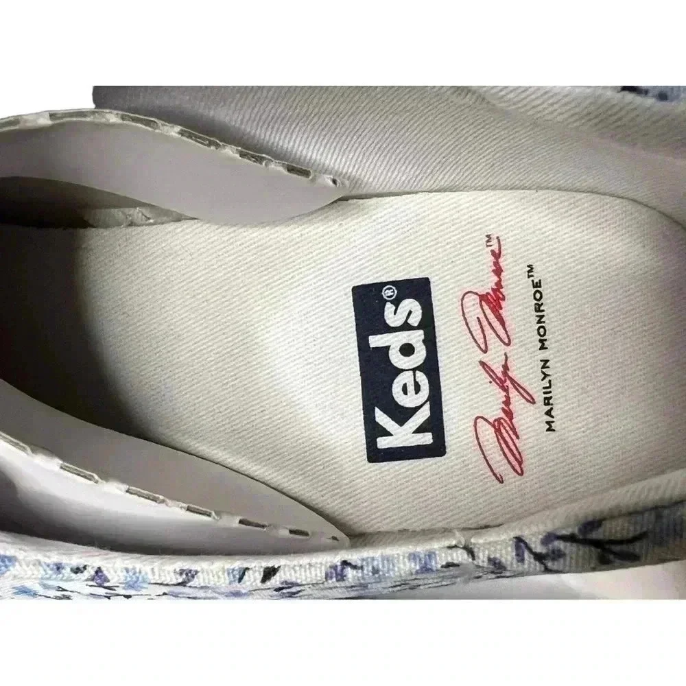 Keds Marilyn Monroe Crew Womens Sneakers•Size 7• Blue and White Floral•